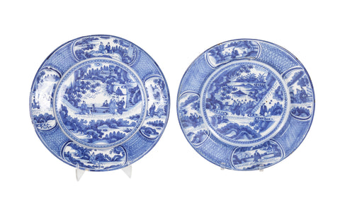 A Pair of 18th Century Delft Blue & White Chargers