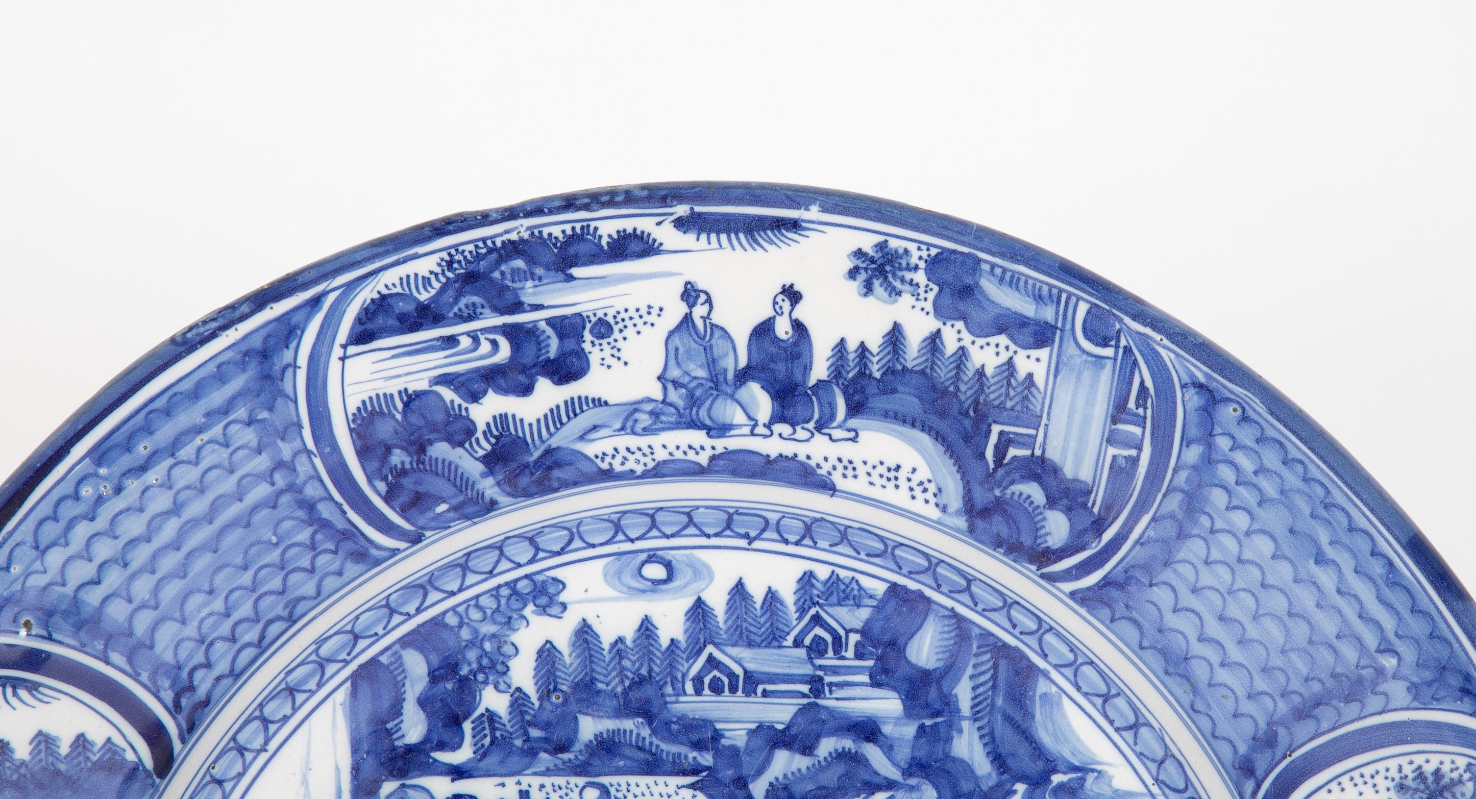A Pair of 18th Century Delft Blue & White Chargers