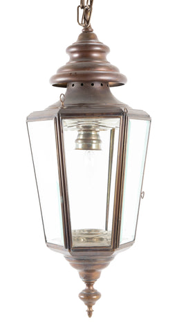 A Patinated Brass Lantern