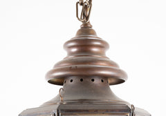 A Patinated Brass Lantern