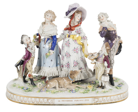 A German Porcelain Grouping After "La Promenade Publique"