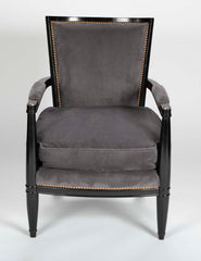 Pair of Ebonized Open Arm Chairs French Directoire in the Manner of Andre Arbus