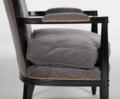 Pair of Ebonized Open Arm Chairs French Directoire in the Manner of Andre Arbus