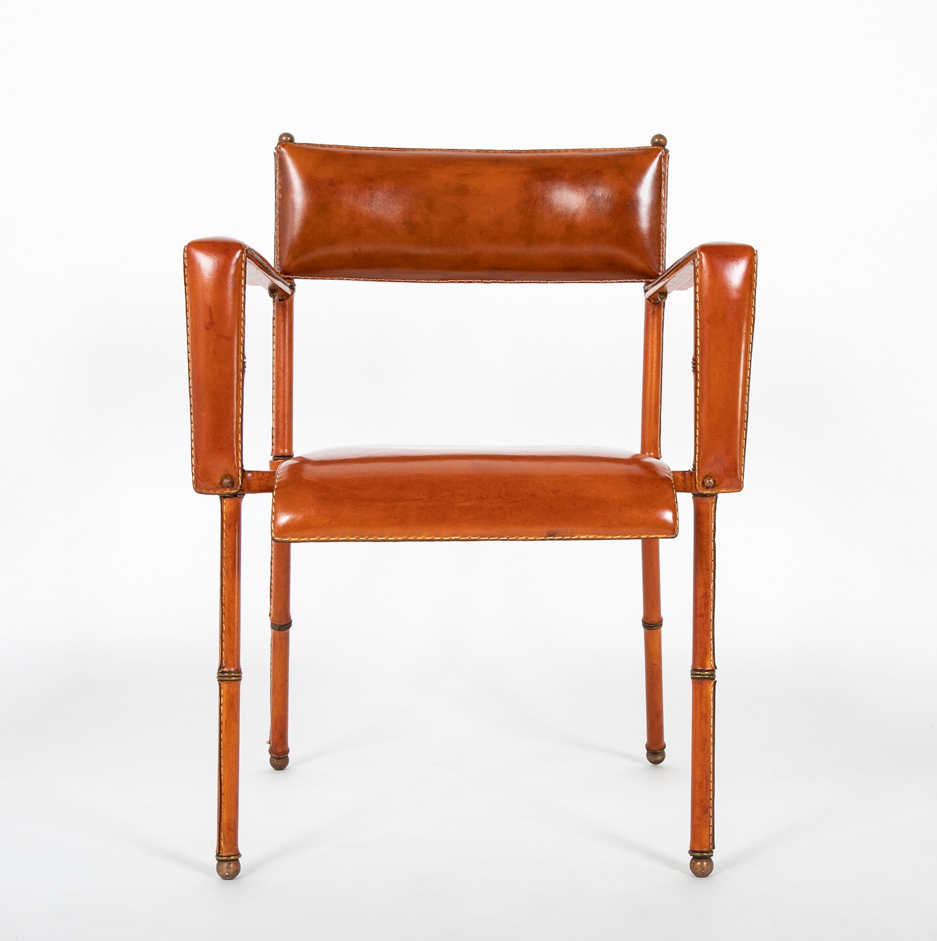 Jacques Adnet Leather Wrapped Chair Documented in the Definitive Catalog