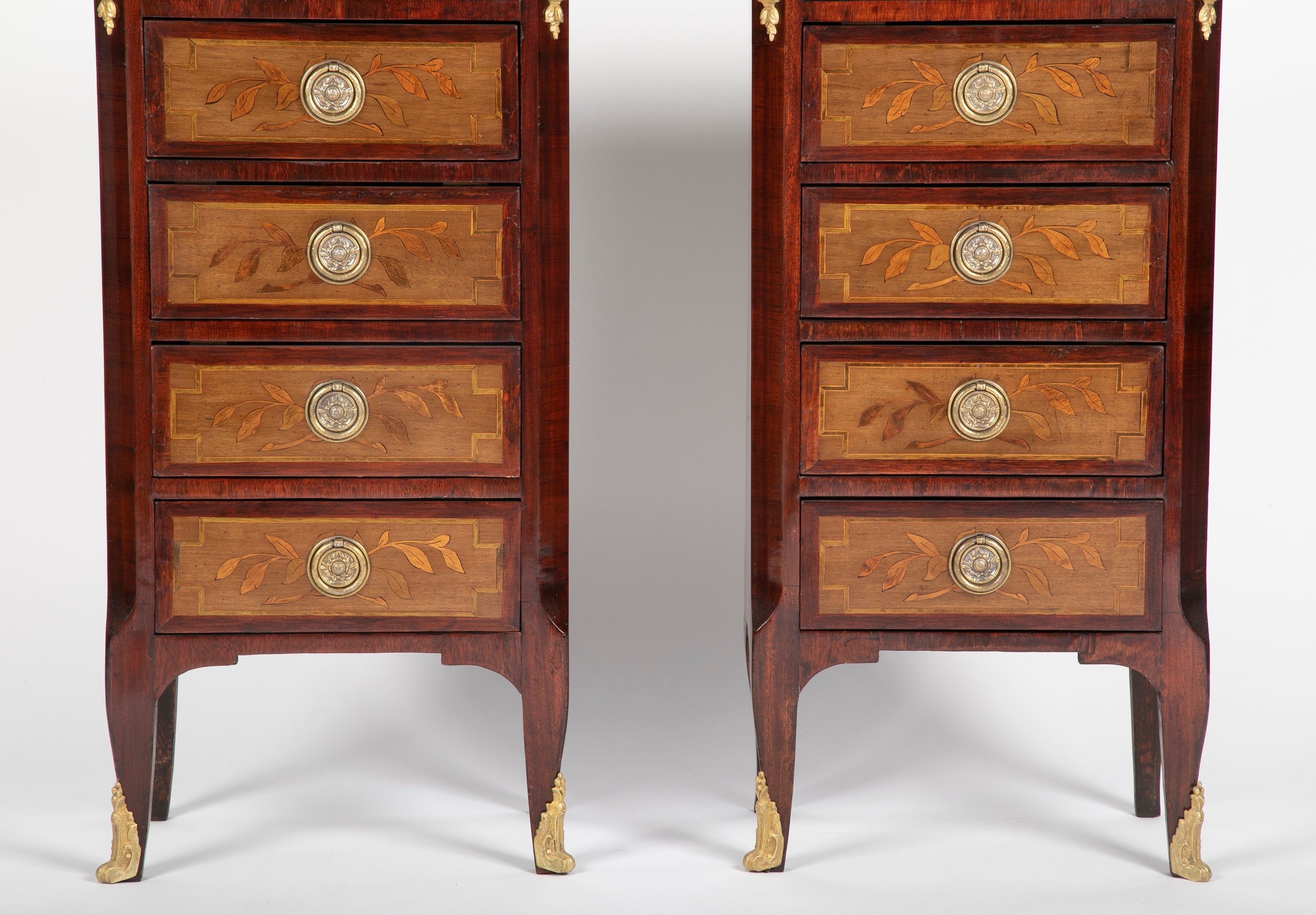 Pair of Louis XVI Style 5 Drawer Stands