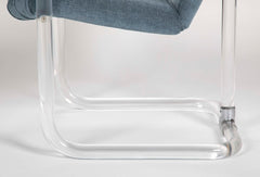 Set of Six Lucite Upholstered Armchairs by Lion in Frost