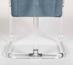 Set of Six Lucite Upholstered Armchairs by Lion in Frost