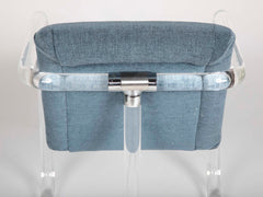Set of Six Lucite Upholstered Armchairs by Lion in Frost