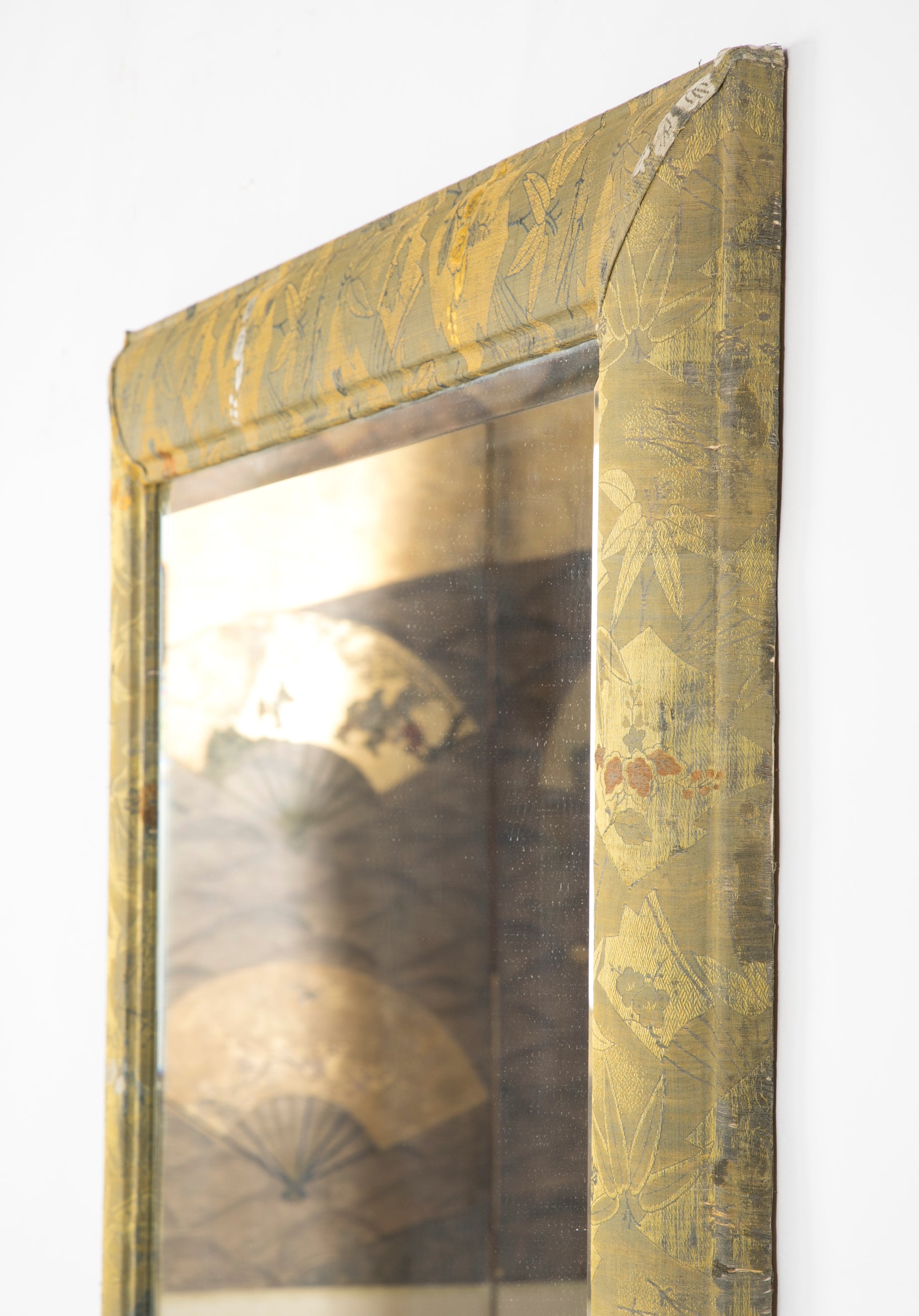 Mirror with a Frame Covered in Japanese Obi Fabric