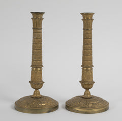 Magnificent Pair of D'Ore Bronze Empire Candlesticks