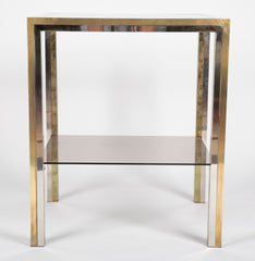 Pair of Chrome and Brass Side Tables