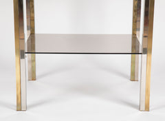 Pair of Chrome and Brass Side Tables
