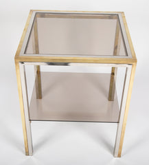 Pair of Chrome and Brass Side Tables