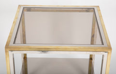 Pair of Chrome and Brass Side Tables