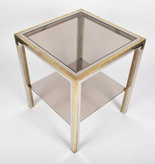 Pair of Chrome and Brass Side Tables