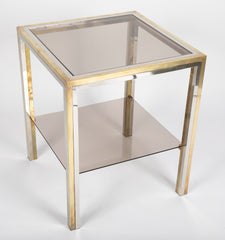 Pair of Chrome and Brass Side Tables