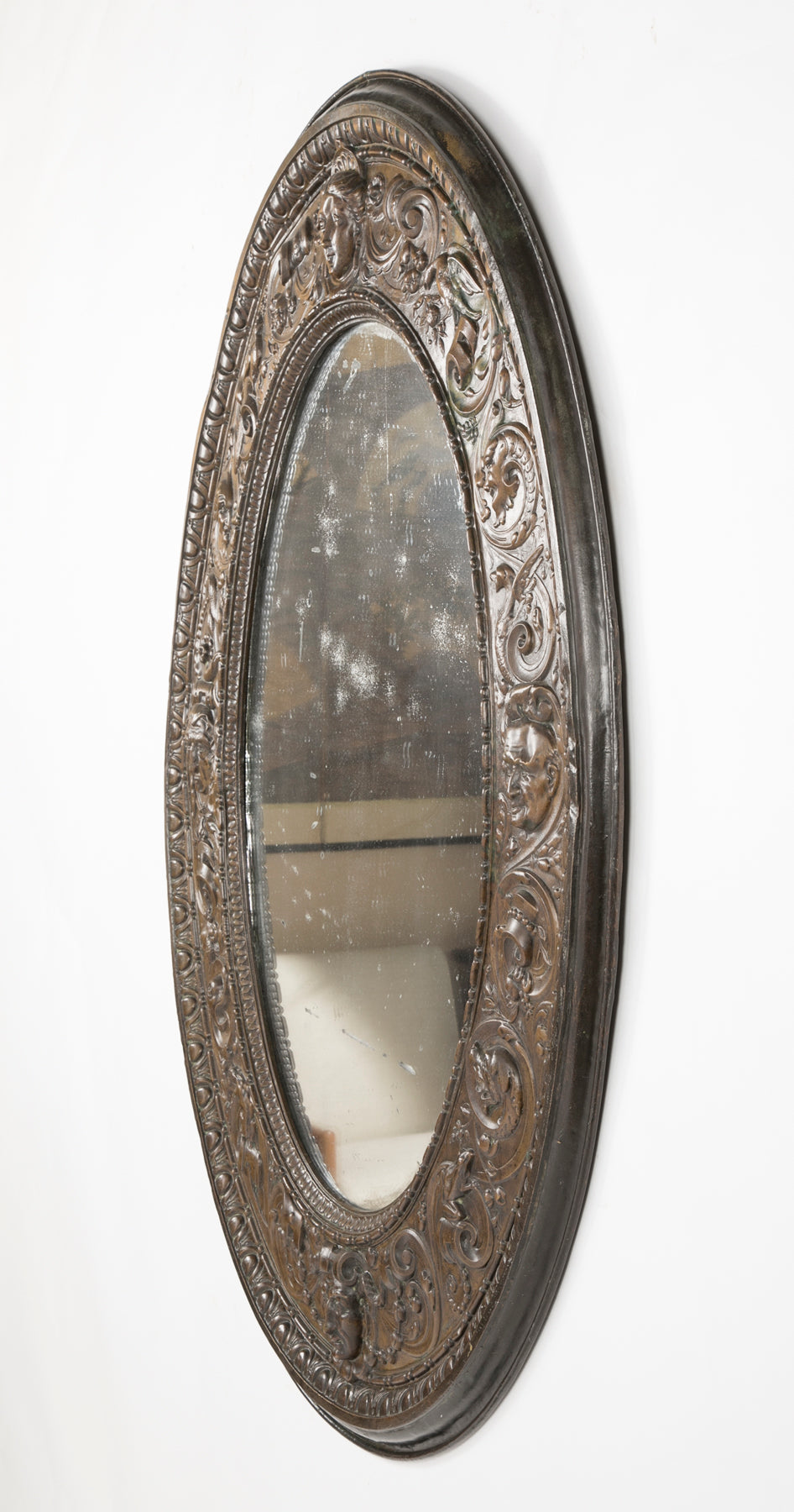 19th Century French Bronze Frame Possibly an Architectural Fragment with Mirror
