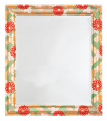 Modern Mirror with Beveled Glass & Japanese Fabric Frame
