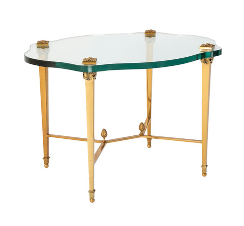 French Neo-Classical Style Gilt Bronze & Glass Table in the Manner of Guerin