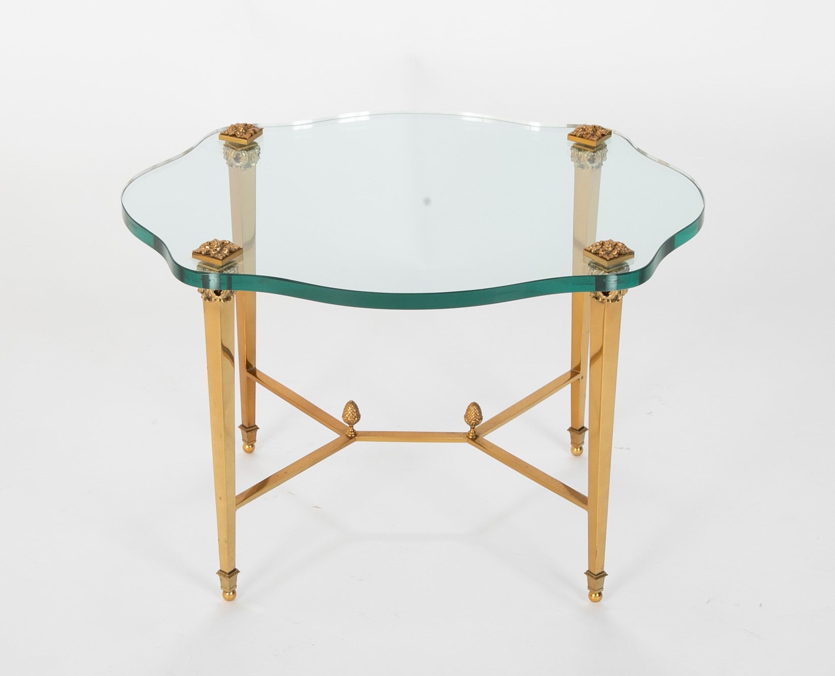 French Neo-Classical Style Gilt Bronze & Glass Table in the Manner of Guerin