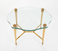 French Neo-Classical Style Gilt Bronze & Glass Table in the Manner of Guerin