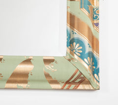Modern Mirror with Beveled Glass and Japanese Fabric Frame