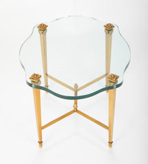 French Neo-Classical Style Gilt Bronze & Glass Table in the Manner of Guerin