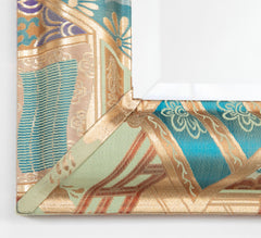 Modern Mirror with Beveled Glass and Japanese Fabric Frame
