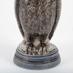 Glazed Ceramic Owl Form Tankard with Pewter Mounts