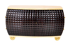 Guglielmo Ulrich Bulbous Two Door Ebonized Wood Cabinet with Parchment Top
