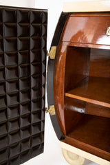 Guglielmo Ulrich Bulbous Two Door Ebonized Wood Cabinet with Parchment Top
