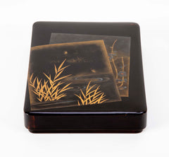 Black and Gold Lacquer Japanese Suzuribako Box