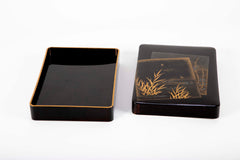 Black and Gold Lacquer Japanese Suzuribako Box