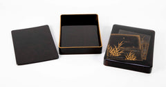 Black and Gold Lacquer Japanese Suzuribako Box