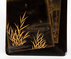 Black and Gold Lacquer Japanese Suzuribako Box