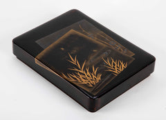 Black and Gold Lacquer Japanese Suzuribako Box