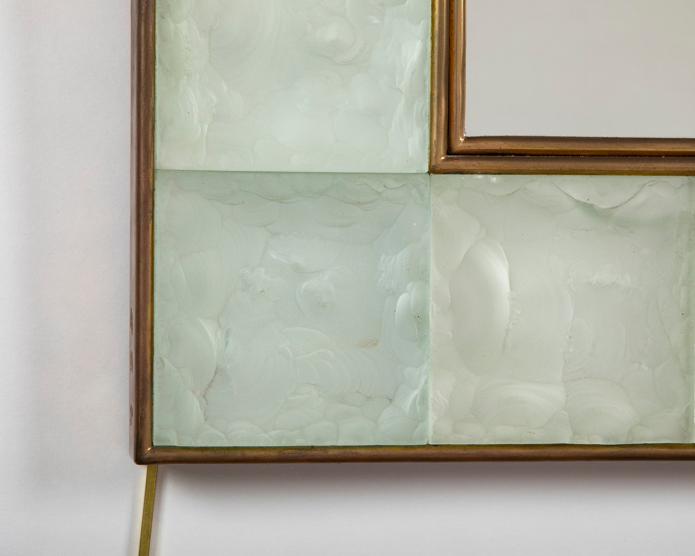 "Pastis" A Pair of Brass and Glass Square Framed Mirrors by Michele Ghiro
