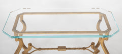 Maison Ramsay Style Gilt Iron & Glass Coffee Table