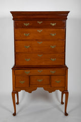 Early American Two Part Queen Anne Cherry Highboy