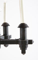 Neo-Gothic Style Forged & Blackened Wrought Iron Six Light Chandelier