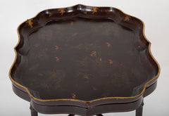 Sculpted Continental Papier Mache Chinoiserie Tray On Stand