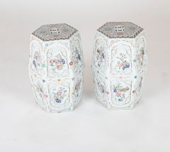 A Pair of Chinese 19th Century Famille Rose on White Garden Seats