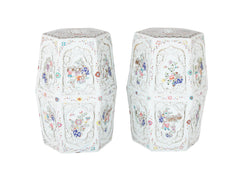 A Pair of Chinese 19th Century Famille Rose on White Garden Seats