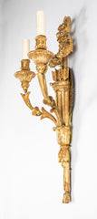 Pair of Louis XVI Giltwood Sconces with Bow Knot & Quiver Motif