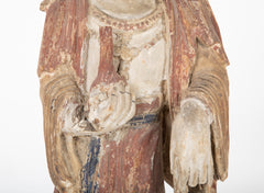 19th Century Chinese Carved and Painted Wood Figure of Guanyin