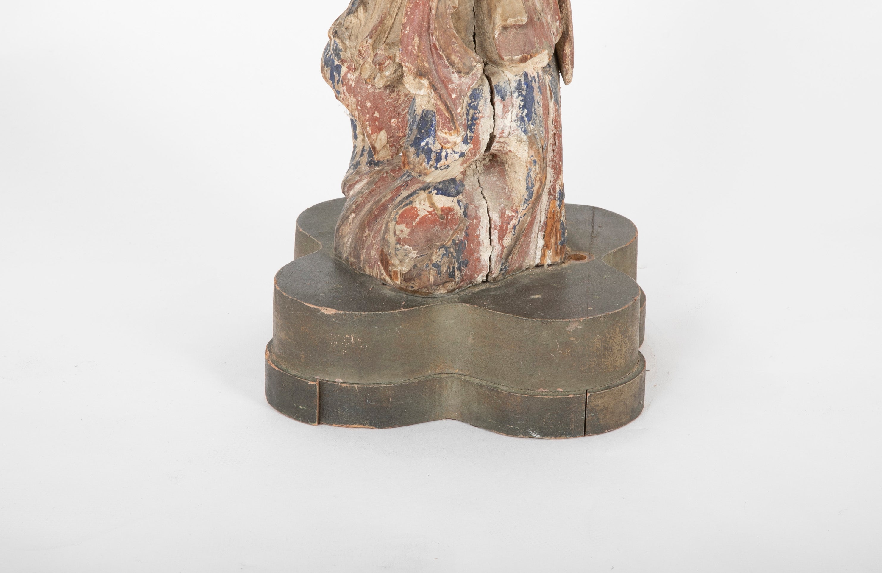 19th Century Chinese Carved and Painted Wood Figure of Guanyin