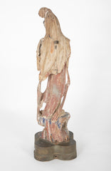 19th Century Chinese Carved and Painted Wood Figure of Guanyin