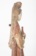 19th Century Chinese Carved and Painted Wood Figure of Guanyin