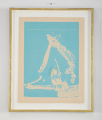 Robert Motherwell Lithograph in Blue on Buff Arches Cover Paper