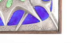 A Wood and Enameled Sterling Silver Box by OTTAVIANI